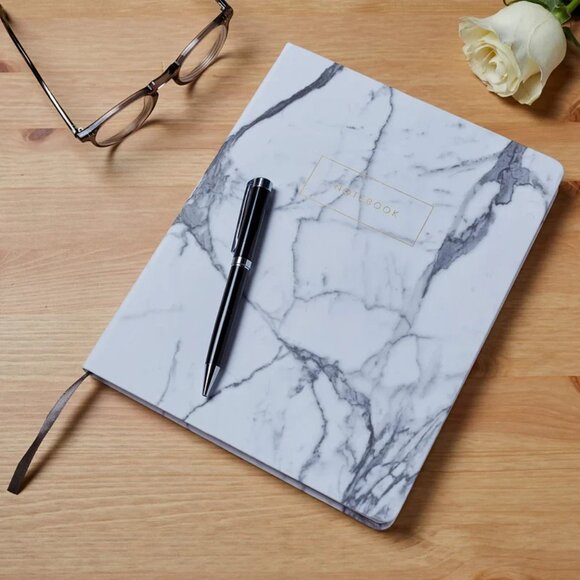 Eccolo White Marble Journal 8x10" New - Picture 1 of 7